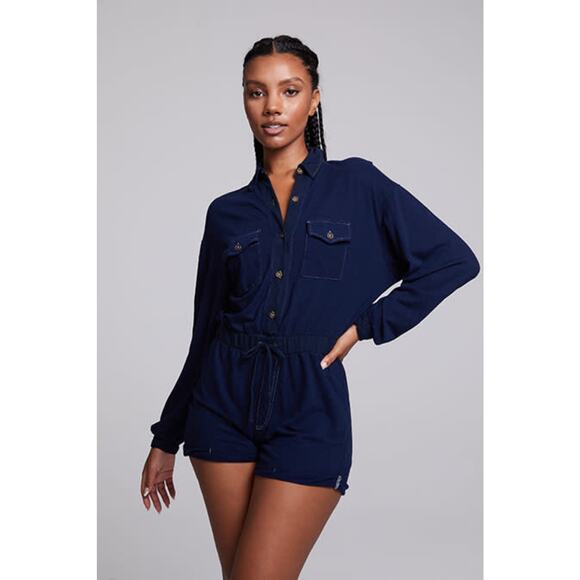 Chaser Navy Blue Nocelle Romper Size Small - Picture 1 of 4